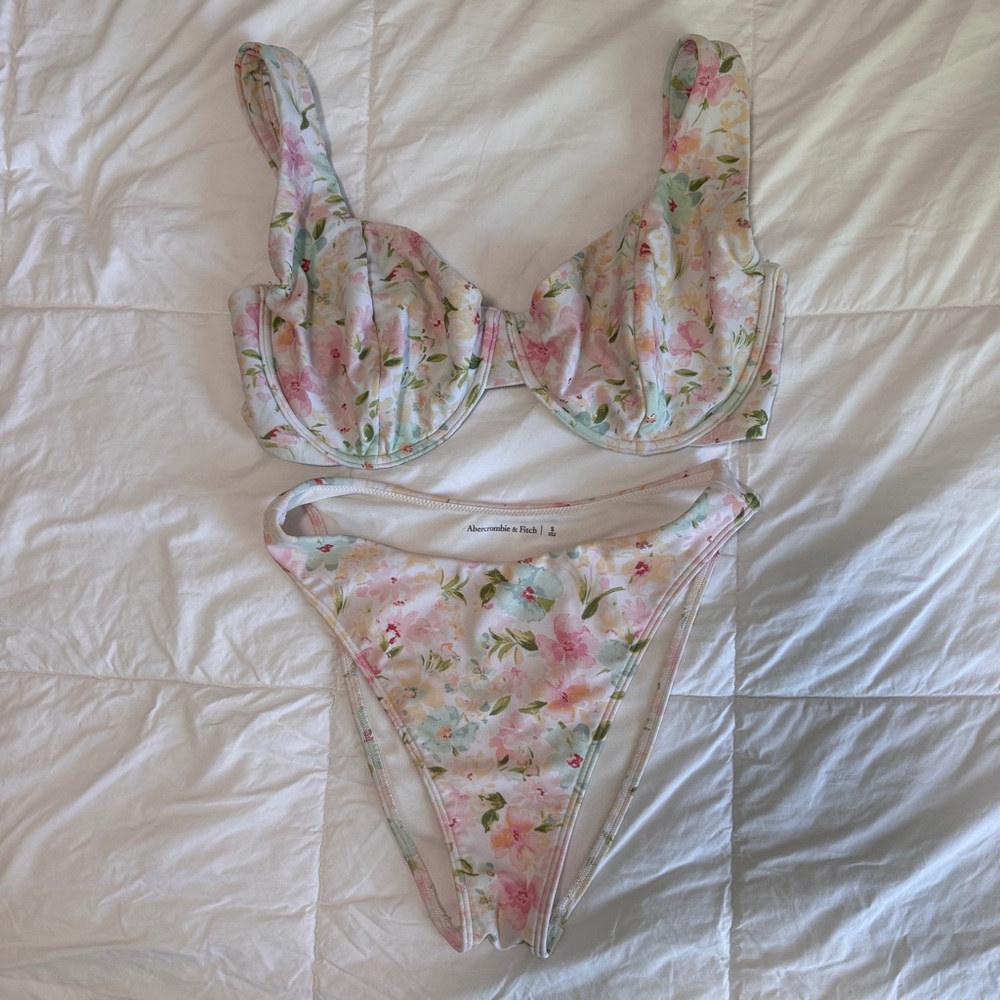 Abercrombie & Fitch Floral Pastel Bikini in Pink, Green, Cream
